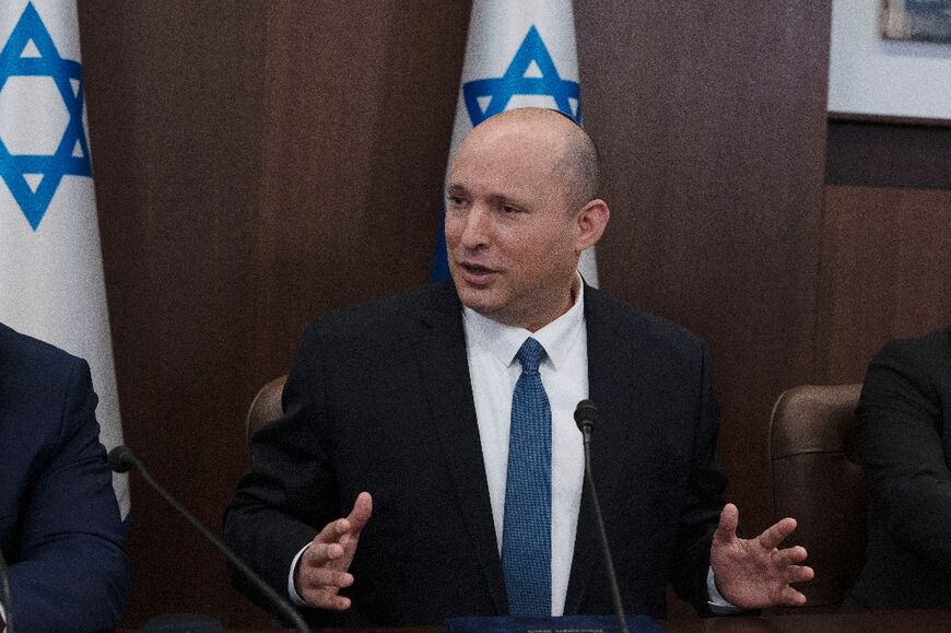 Israeli Prime Minister Naftali Bennett chairs the weekly cabinet meeting in Jerusalem, on June 12, 2022