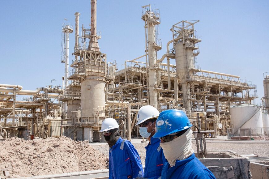 Basrah Gas company installations in the Zubair area of Iraq's southern Basra governorate, pictured on September 22, 2021 