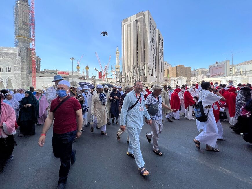 Muslim pilgrims arrive at the Grand Mosque in Saudi Arabia's holy city of Mecca