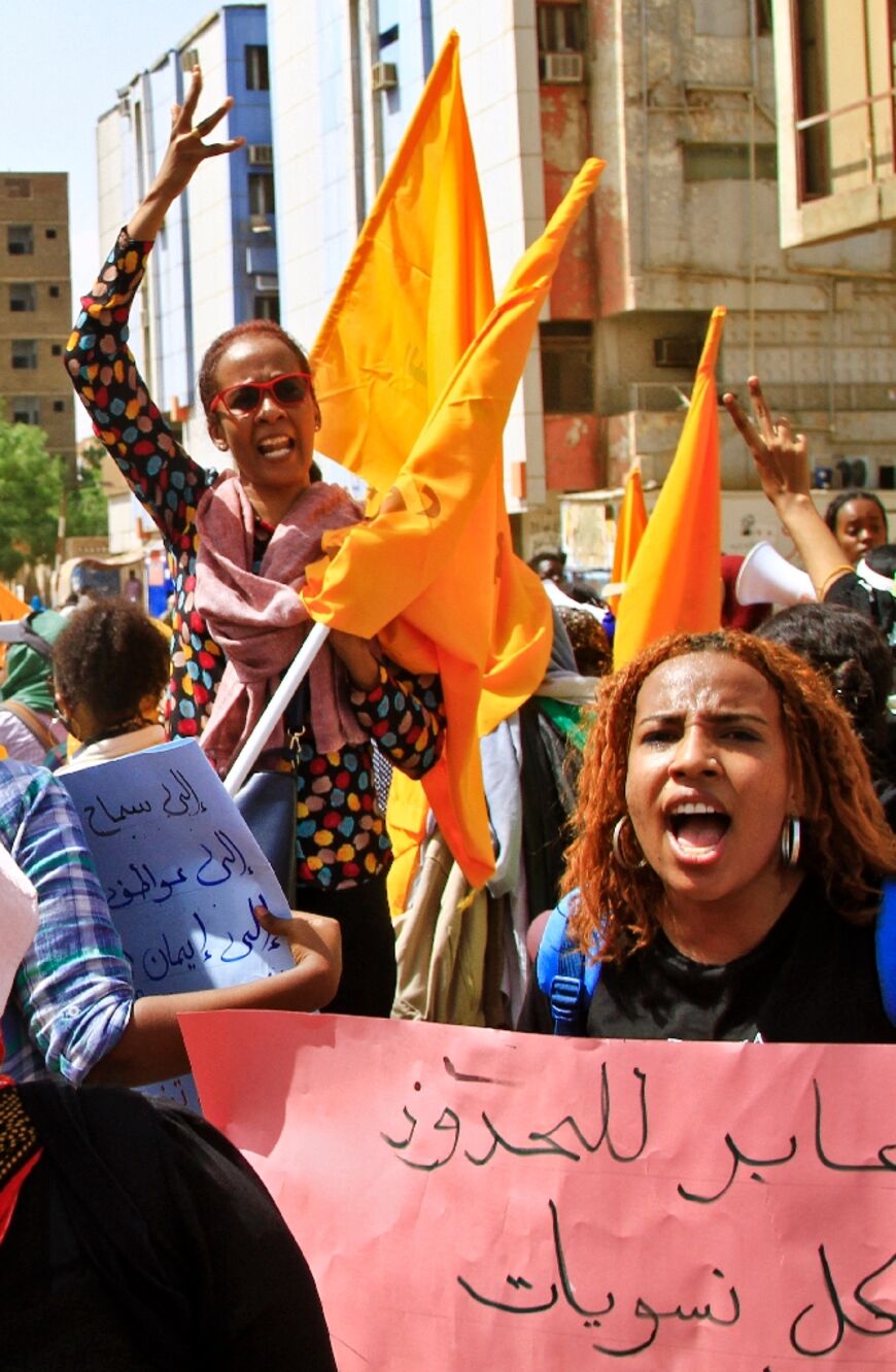"The blood of the martyrs did not flow in vain," about 100 women protesters chanted in Khartoum about pro-democracy activists who have been killed in street violence