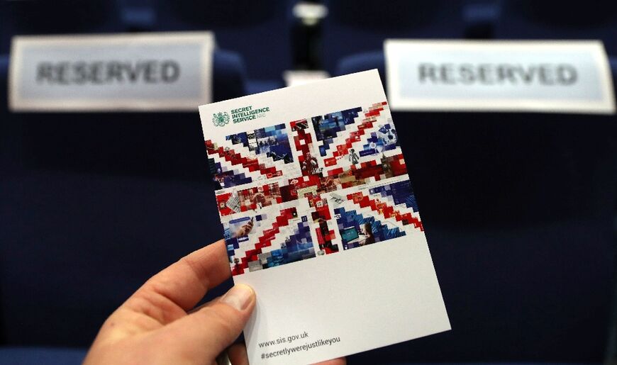 A Secret Intelligence Service (MI6) logo seen at an event at the University of St Andrews in Scotland in 2018 