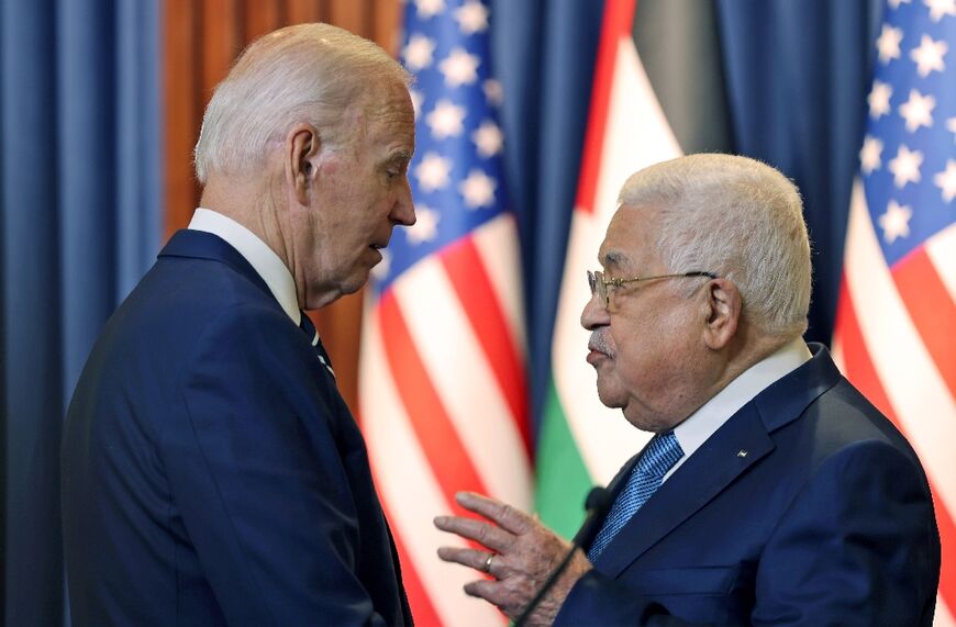 US President Joe Biden and Palestinian president Mahmud Abbas meet in Bethlehem, in the occupied West Bank. Biden reiterated his administration's commitment to a two-state solution to end the Israeli-Palestinian conflict