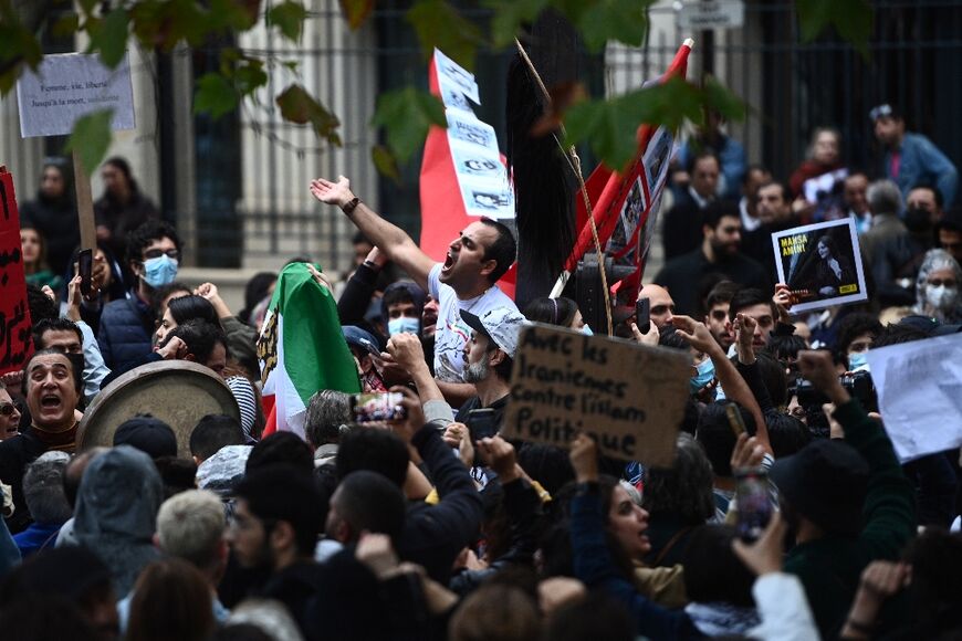 Protesters in Paris turned out in solidarity with those demonstrating inside Iran