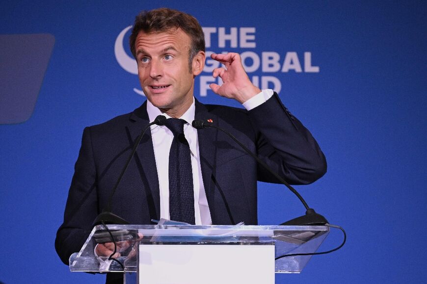 French President Emmanuel Macron speaks at the Global Fund replenishment conference in New York 