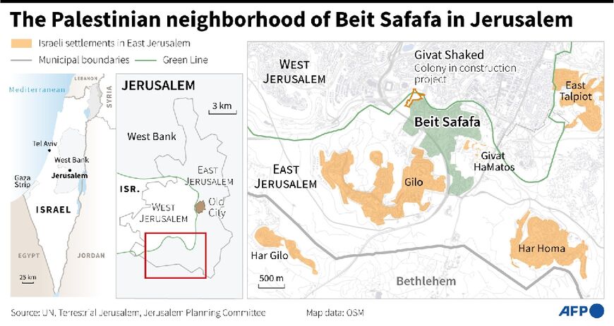 The Palestinian neighborhood of Beit Safafa in Jerusalem