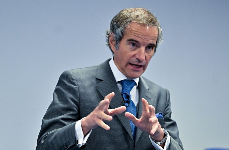 International Atomic Energy Agency chief Rafael Grossi briefs journalists at the watchdog's last board of governors meeting in June