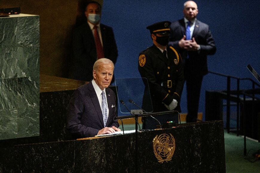 US President Joe Biden addresses the 77th session of the United Nations General Assembly