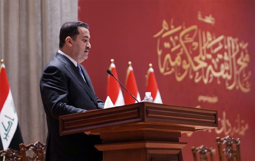 Prime Minister  Mohammed Shia al-Sudani speaks during a confidence vote on his new government