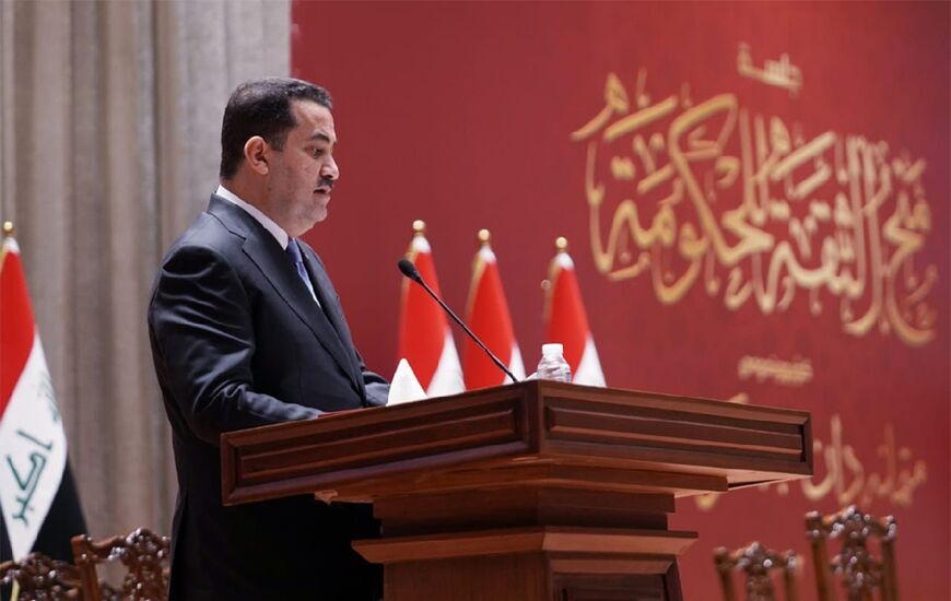 Prime Minister  Mohammed Shia al-Sudani speaks during a confidence vote on his new government