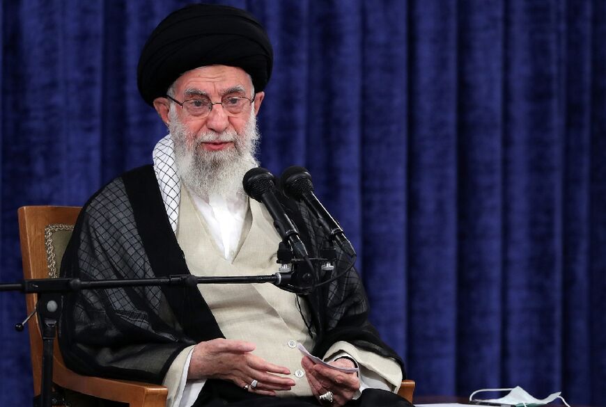Iran's Supreme Leader Ayatollah Ali Khamenei on October 12, 2022 speaking before members of the Expediency Council in the capital Tehran