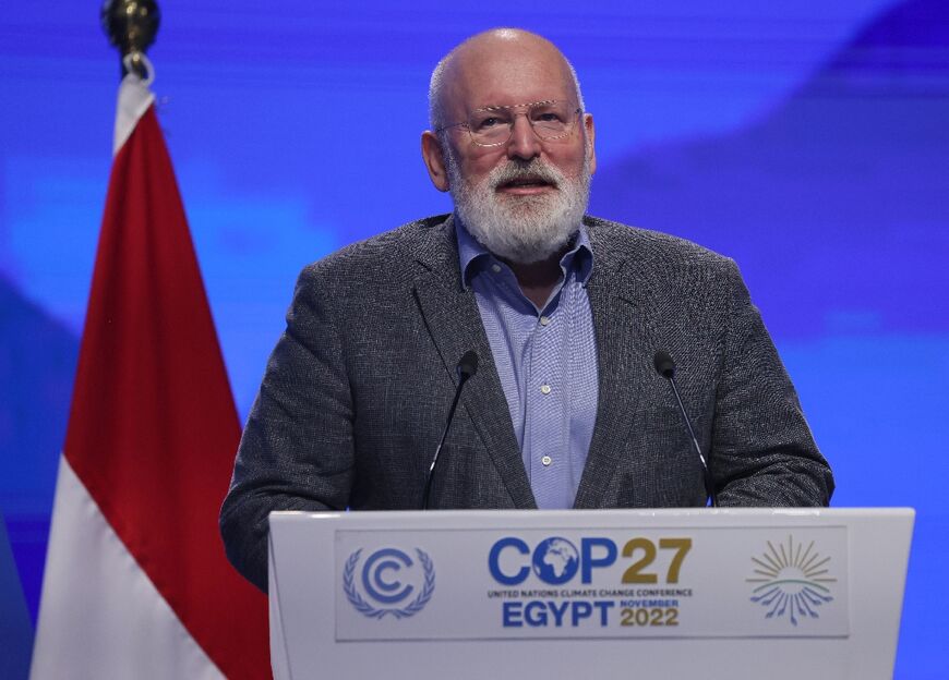 European Commission Vice President Frans Timmermans vows the EU will step up its emissions cuts at UN climate talks in Egypt, dismissing suggestions the bloc is backtracking in the face of the Ukraine conflict