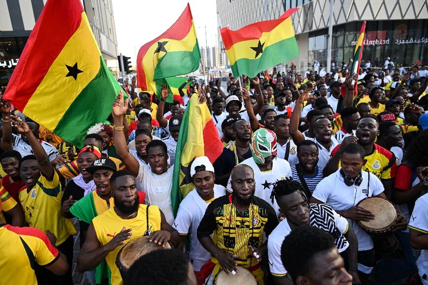 Ghana's fans cheer in Lusail, ahead of the Qatar 2022 FIFA World Cup