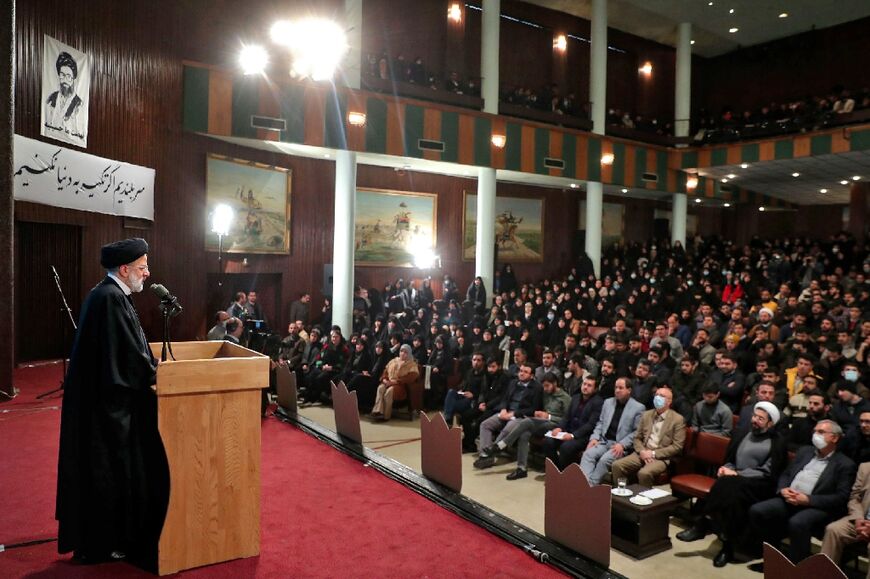 Iran's President Ebrahim Raisi addressed students at Tehran University during the Student's Day celebrations