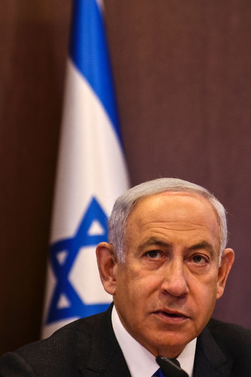 Israeli Prime Minister Benjamin Netanyahu at a weekly cabinet meeting in Jerusalem