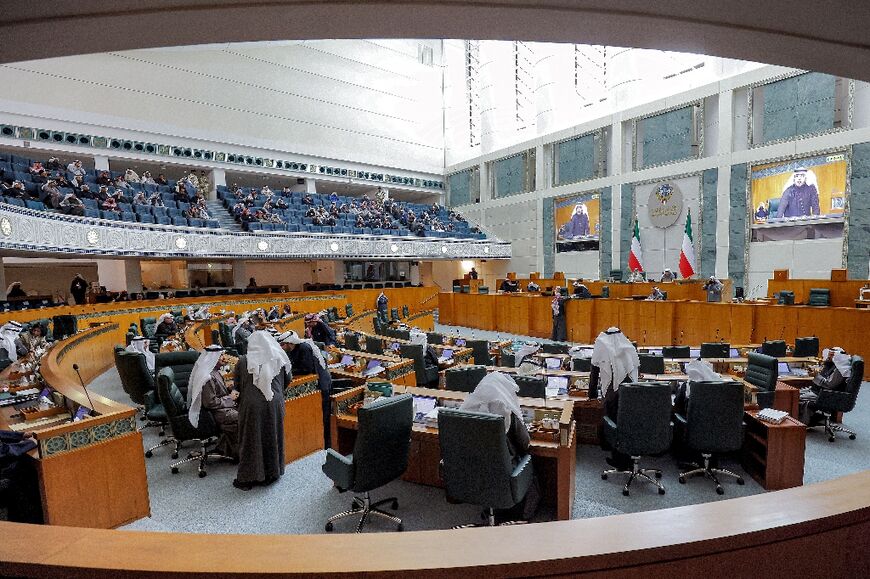 Kuwaiti parliament members attend a session of the National Assembly on January 10, 2023