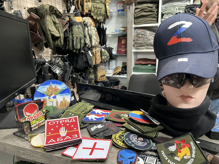 Locals in Goris, Armenia produce custom made patches and other paraphernalia for Russian forces stationed there January 20 2023 Goris Armenia