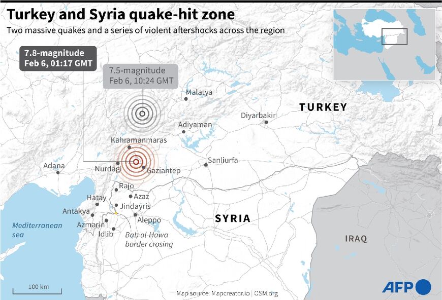 Turkey and Syria quake-hit zone