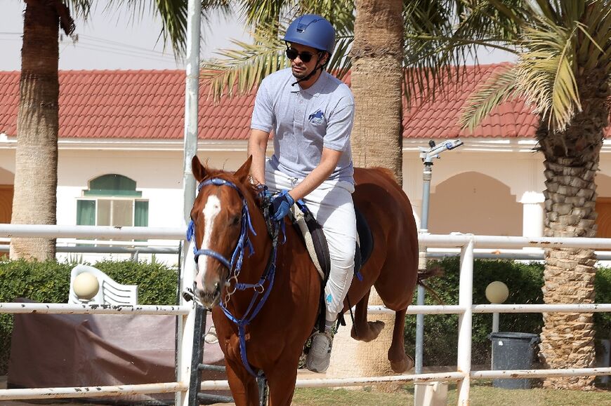 Abdul Rahman Al-Otaibi, whose eyesight is severely impaired, says he used to be afraid of the jumps but now he has overcome his fear