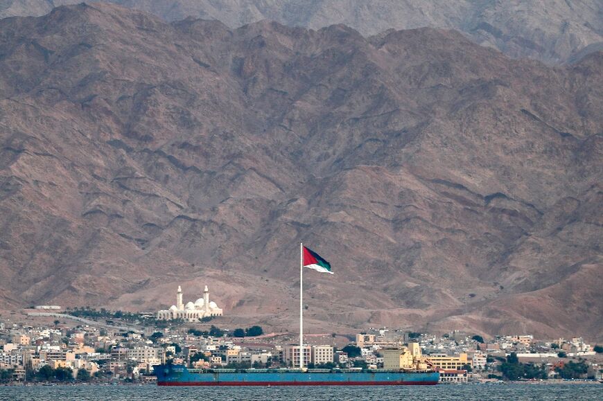 Jordan's Red Sea resort of Aqaba, where the international talks took place, as seen from Eilat, Israel