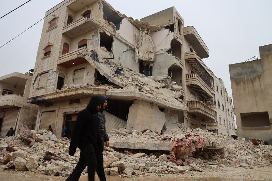 In the town of Sarmada, in the countryside of Idlib province, a block of buildings had been levelled