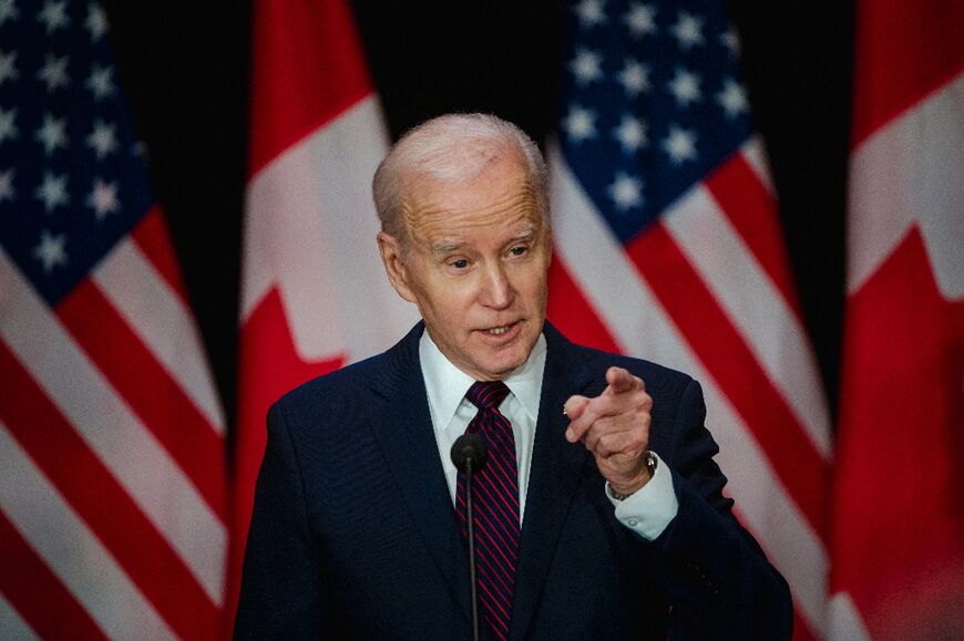 US President Joe Biden speaks during a joint press conference with Canada's Prime Minister Justin Trudeau in Ottawa, Canada, on March 24, 2023 