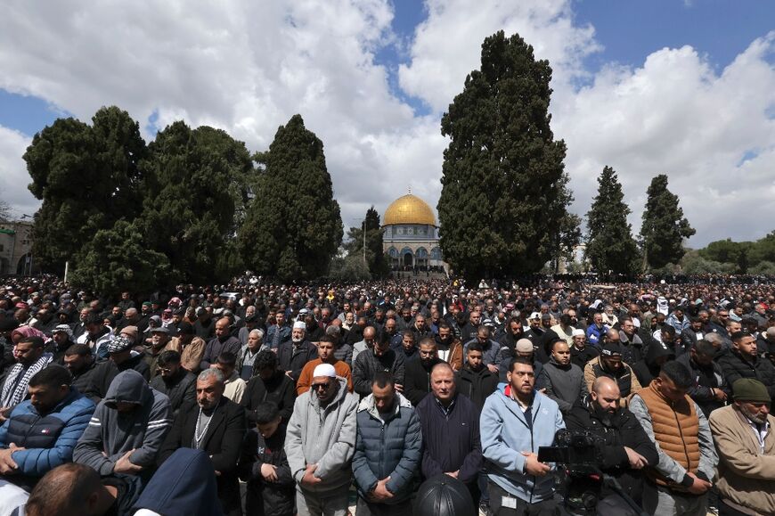 Thousands of Muslims pack Jerusalem's Al-Aqsa mosque compound for the second Friday of Ramadan