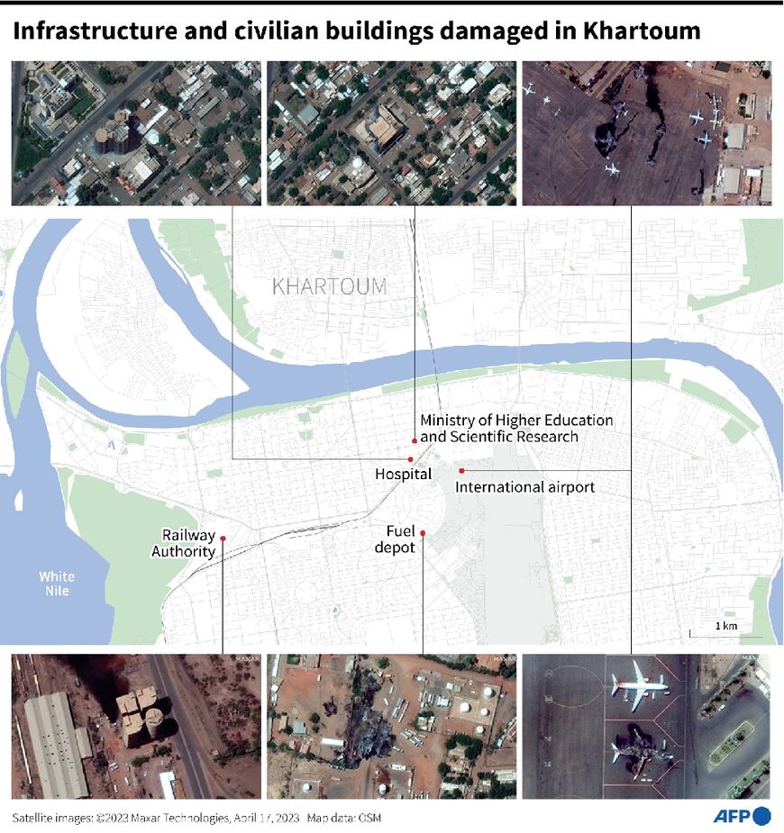 Infrastructure and civilian buildings damaged in Khartoum
