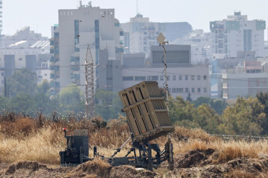 Batteries of Israel's Iron Dome air defence system are seen in the southern city of Ashdod