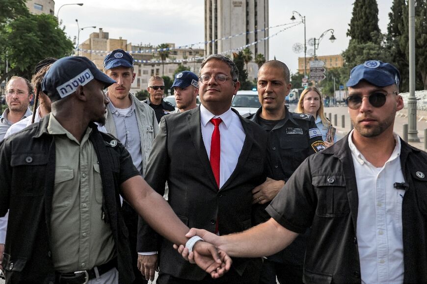 Israel's far-right National Security Minister Itamar Ben-Gvir, a longtime opponent of the Jerusalem Pride parade, visits the march and a nearby counter-demonstration under police escort