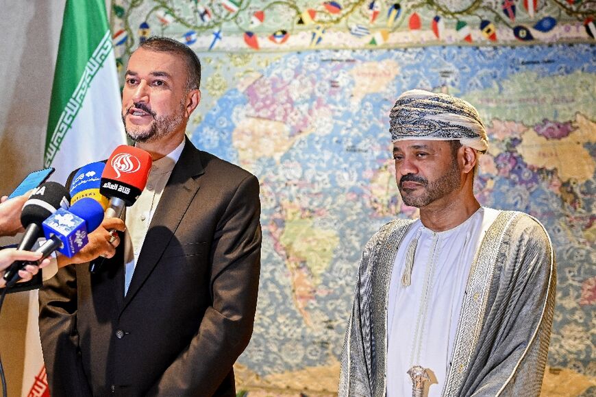 Oman's Foreign Minister Sayyid Badr al-Busaidi (R) said there is 'great consensus in the visions of the two states,' the official Oman News Agency said