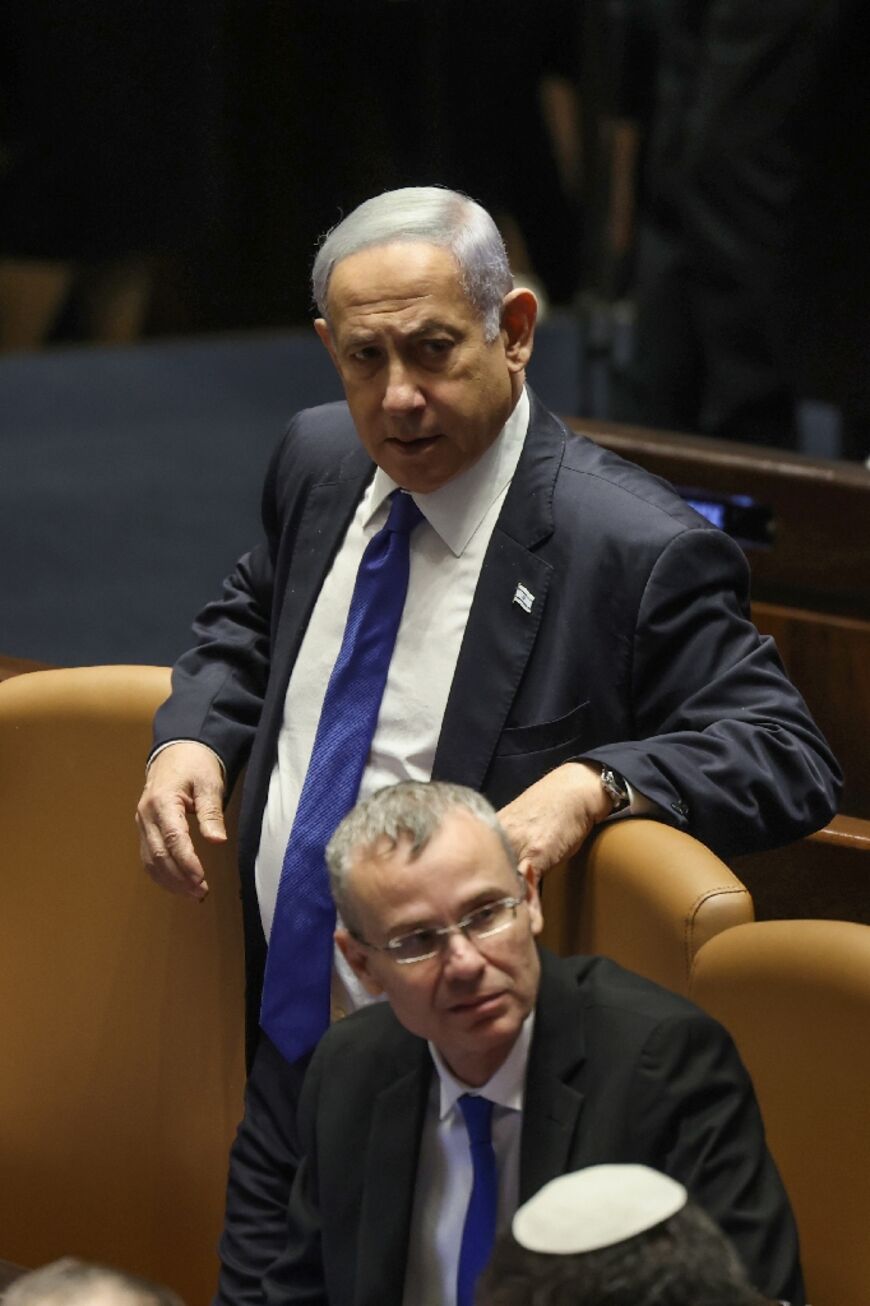 Israel's Prime Minister Benjamin Netanyahu in parliament on July 24, 2023 ahead of the key vote