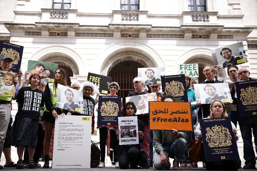 Supporters of Abdel Fattah handed in a petition to the foreign ministry in London on Monday