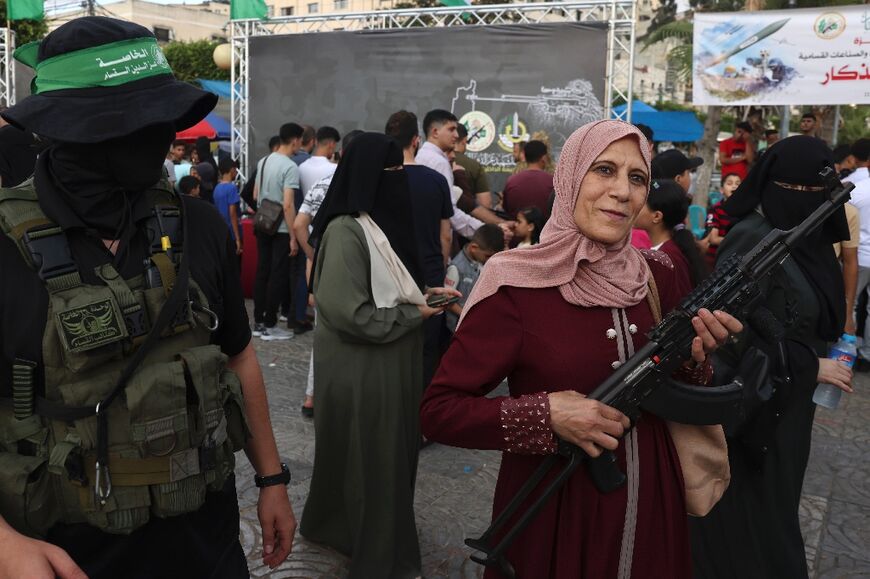 The event was the first at which Hamas has allowed the public to take photos of weapons, and follows the latest surge in worsening Israeli-Palestinian violence