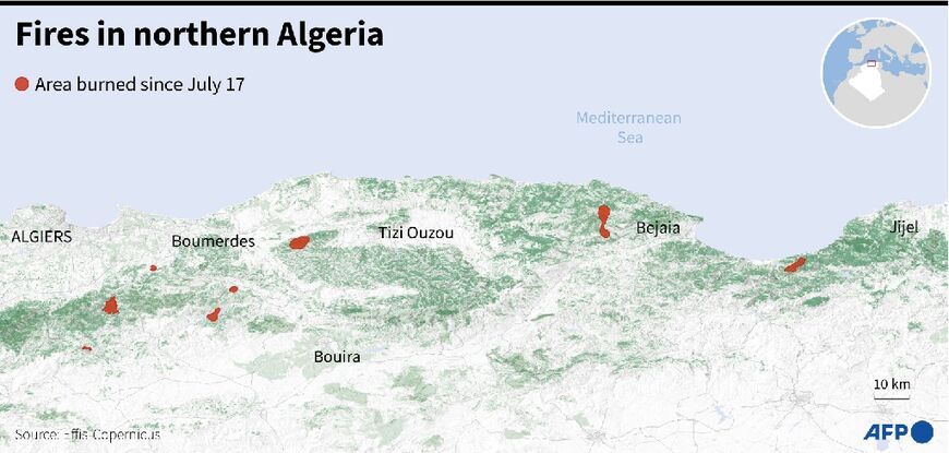 Fires in northern Algeria