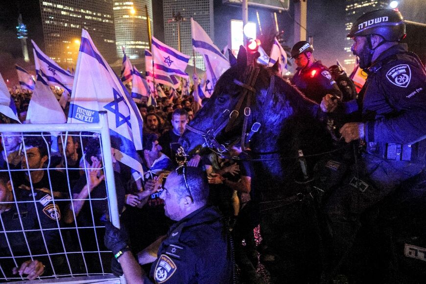 As rallies continue into the evening, Israeli police used water cannon and deployed mounted officers against the protesters