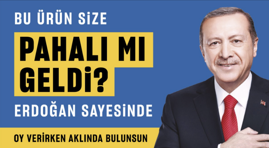 The sticker with text reading: "Is this product too expensive for you? It is because of Erdogan."