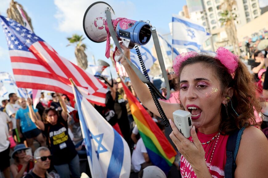 Demonstrators rallied in Tel Aviv against the Israeli prime minister's judicial overhaul