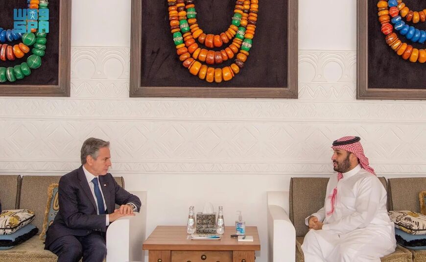 US Secretary of State Antony Blinken meets with Saudi Crown Prince Mohammed bin Salman on Oct. 15, 2023. Photo credit: Saudi Press Agency