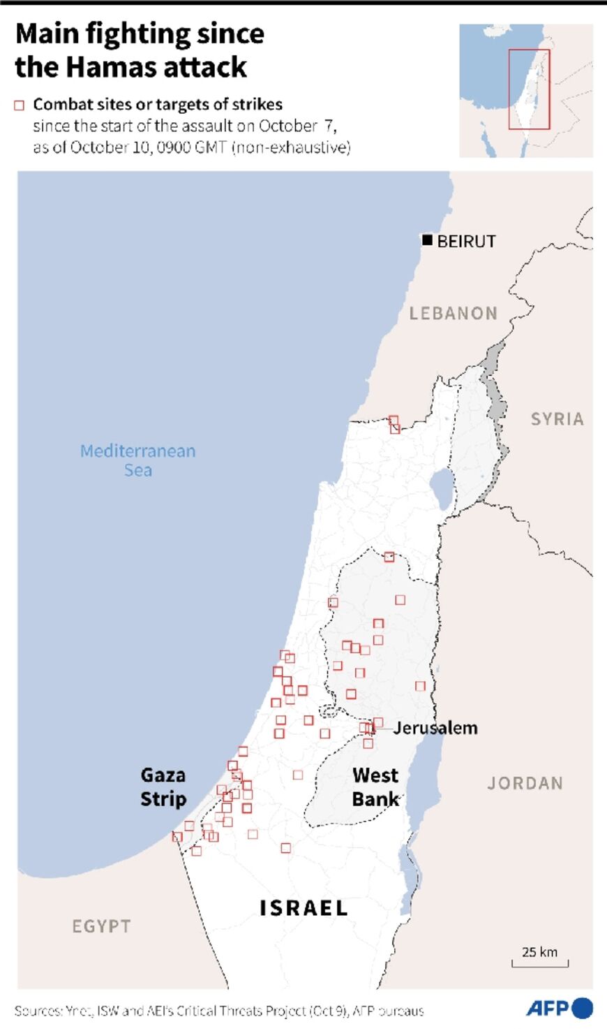 Main fighting since start of the Hamas attack