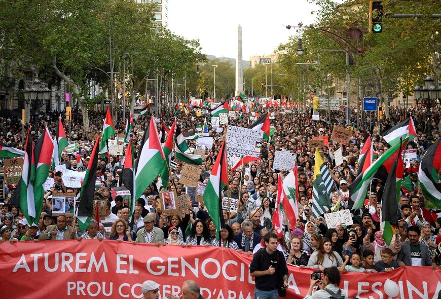 Thousands also marched in Barcelona, Spain