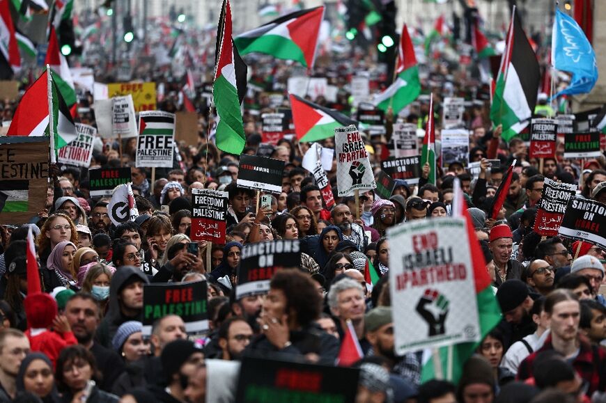 Some marchers waved Palestinian flags and placards it slogans such as 'End Israeli Apartheid'