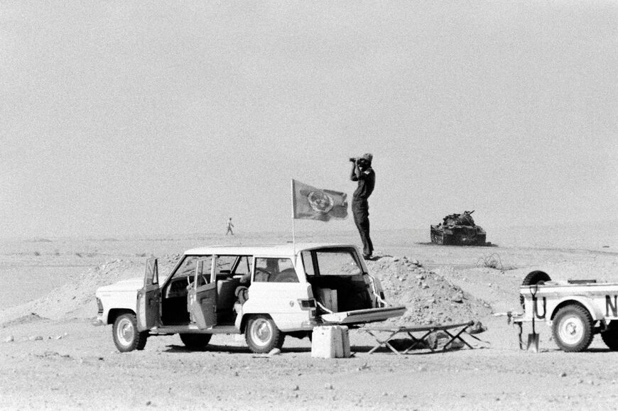 A UN peacekeeper in the Suez Canal area during the 1973 Arab-Israeli war
