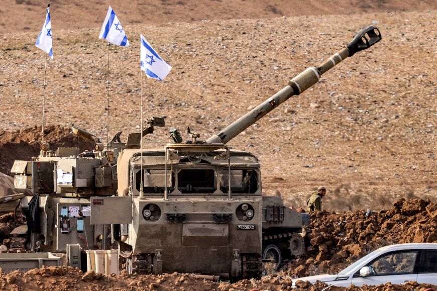 An Israeli self-propelled howitzer along the border with Gaza near Sderot in southern Israel