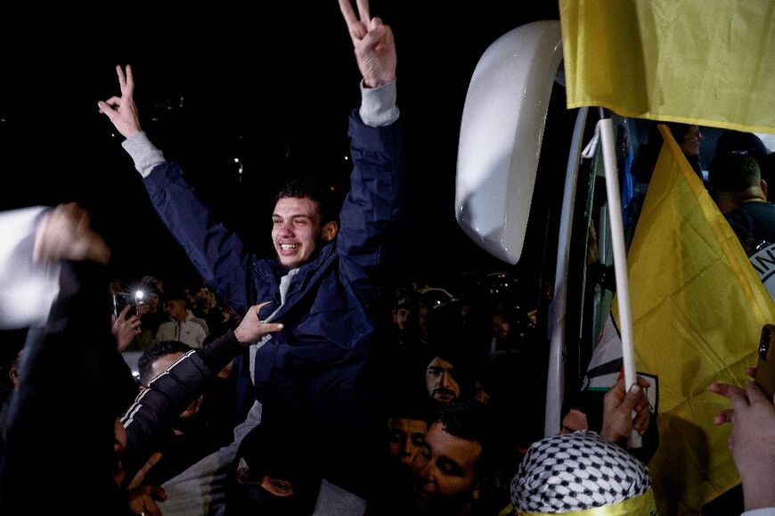 A newly released Palestinian prisoner following the release of prisoners from Israeli jails