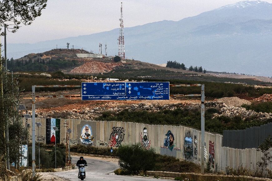 The border fence between Lebanon and Israel as seen from the southern Lebanese town of Adaisseh on November 25, 2023
