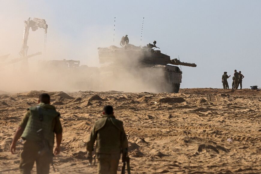 Israeli forces are deployed on the border with Gaza in southern Israel on November 5, 2023