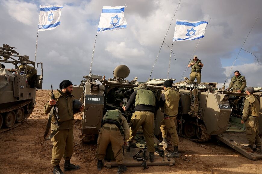 Israeli soldiers deploy near southern Israel's border with the Gaza Strip