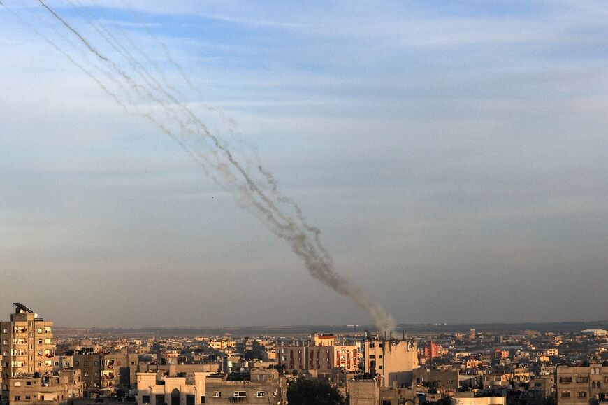 Rockets are fired from the Gaza Strip towards Israel on December 9