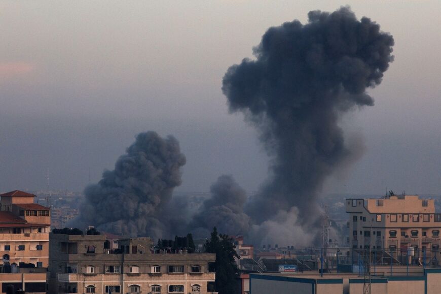 Smore rises over Rafah in the southern Gaza Strip after an Israeli strike