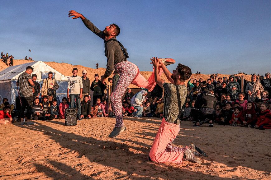 The troupe of entertainers is the brainchild of returning expatriate Awni Farhat who says he wanted to do something to address the impact of the war on children's mental health